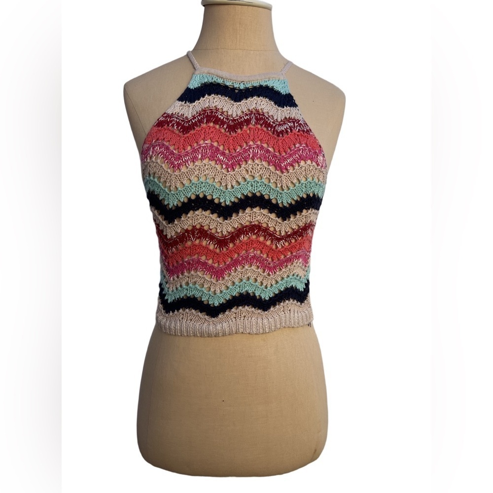 Lulu's Colorful Chevron Crochet Crop Top Size XS
